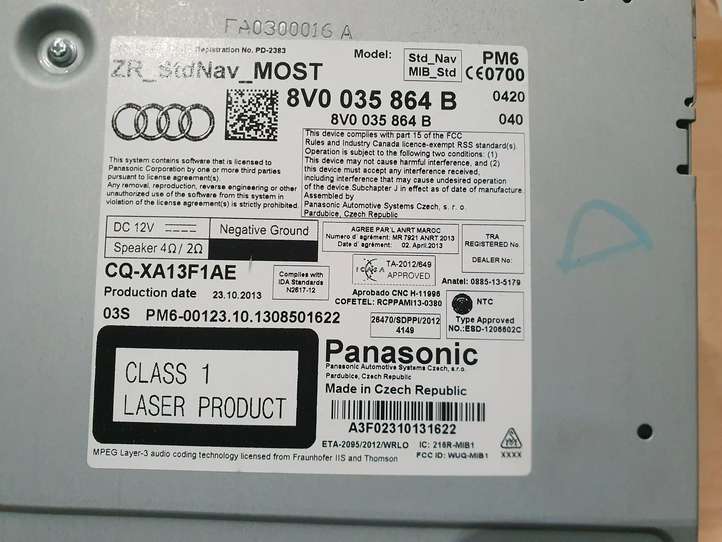 Audi RS 3 (2015 - 2020)  MIB1 Блок управления MMI