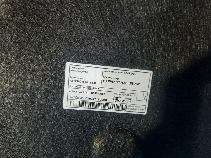 Mercedes-Benz CLA C117,X117,W117 (2013 - 2019) A1176907000 Задний коврик салона — фото 4