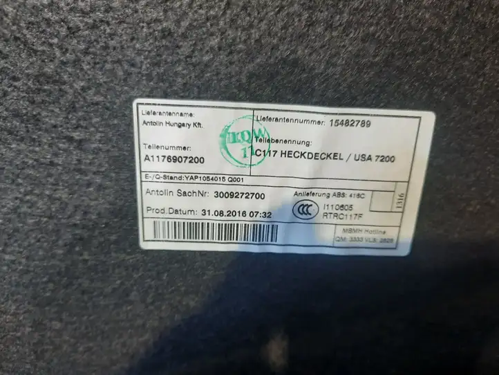 Mercedes-Benz CLA C117,X117,W117 (2013 - 2019) A1176907200 Прочая отделка багажника — фото 4