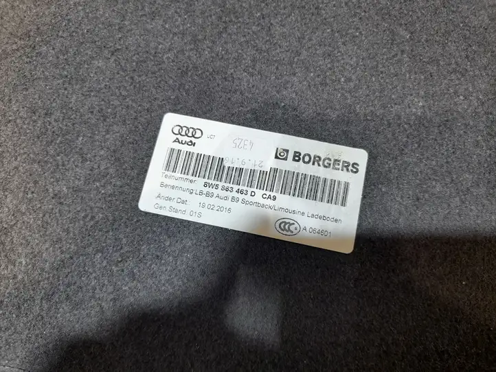 Audi A4 S4 B9 (2015 - 2019) 8W5863463D Коврик багажника — фото 4
