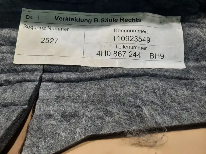 Audi A8 S8 D4 4H (2010 - 2014) 4H0867244 Нижняя обшивка стойки B — фото 3