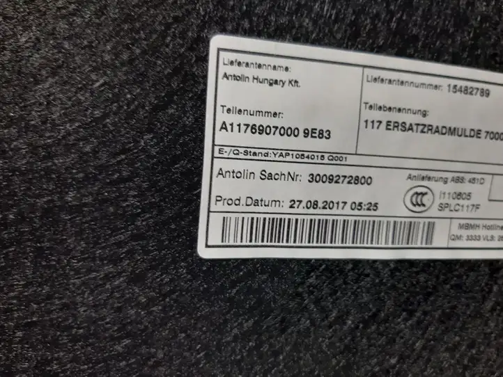 Mercedes-Benz CLA C117,X117,W117 (2013 - 2019) A1176907000 Коврик багажника — фото 2