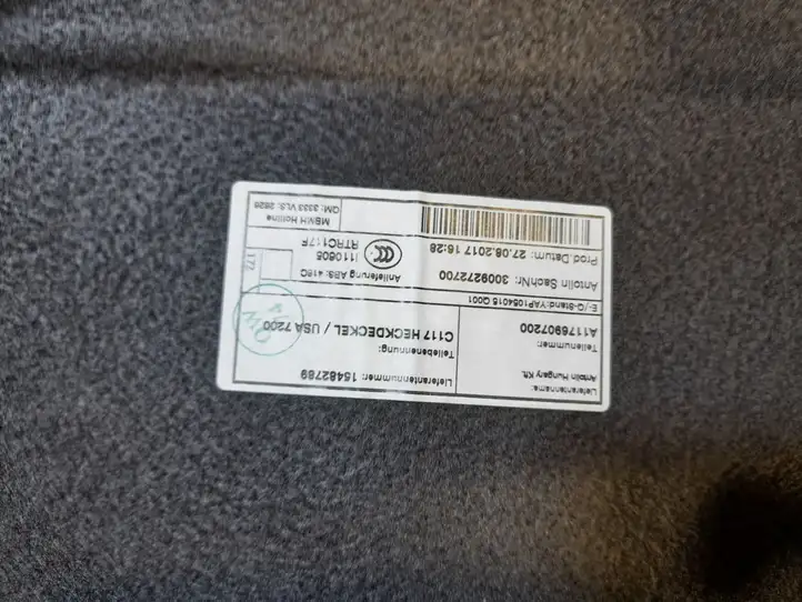 Mercedes-Benz CLA C117,X117,W117 (2013 - 2019) A1176907200 Комплект обшивки крышки багажника — фото 2
