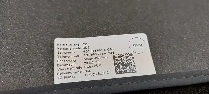 Audi A7 S7 4G (2010 - 2014) 4G08644504G08637234G0863724 Комплект автомобильных ковриков — фото 4