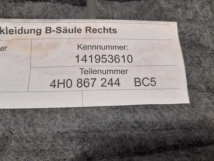 Audi A8 S8 D4 4H (2013 - 2017) 4H0867244 Нижняя обшивка стойки B — фото 3