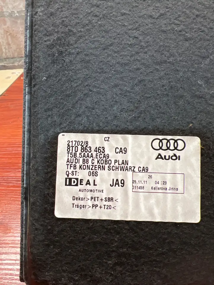 Audi A5 8T 8F (2011 - 2016) 8T0863463 Коврик багажника — фото 3