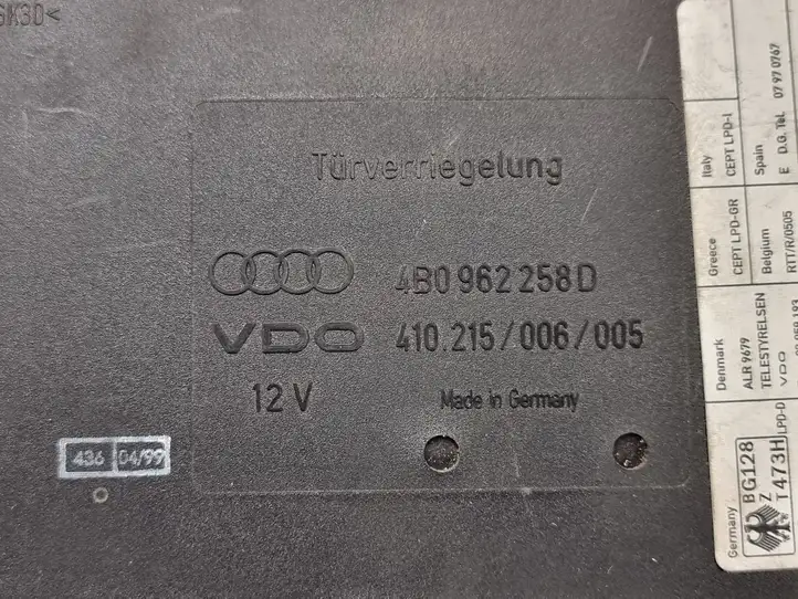 Audi A6 S6 C5 4B (2001 - 2004) 4B0962258D Модуль комфорта — фото 6