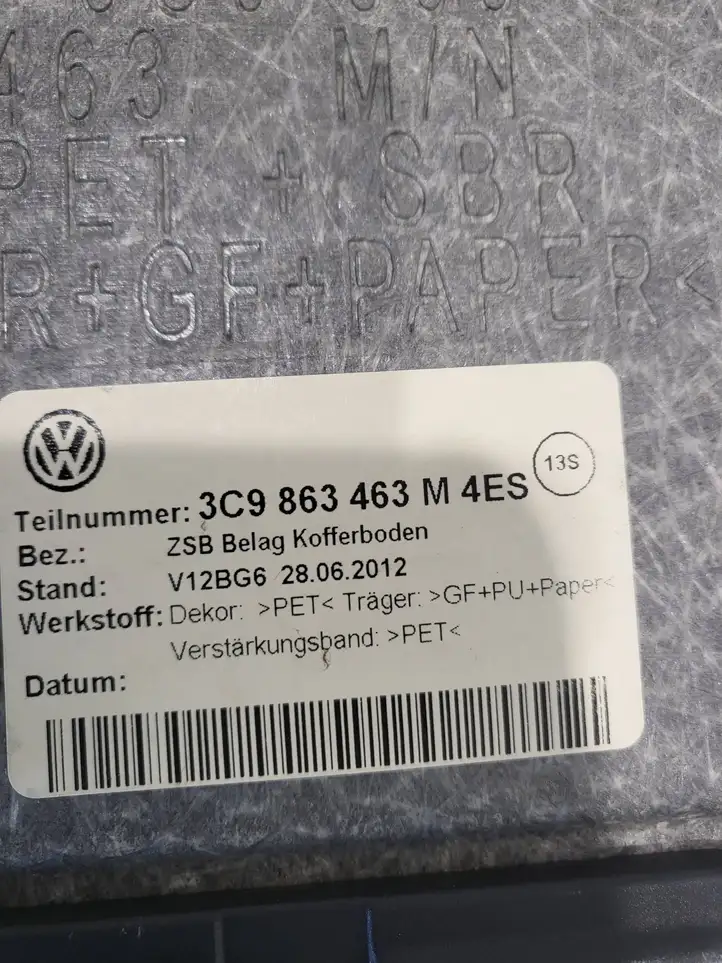 Volkswagen PASSAT B7 (2011 - 2014) 3c9863463 Коврик багажника — фото 2