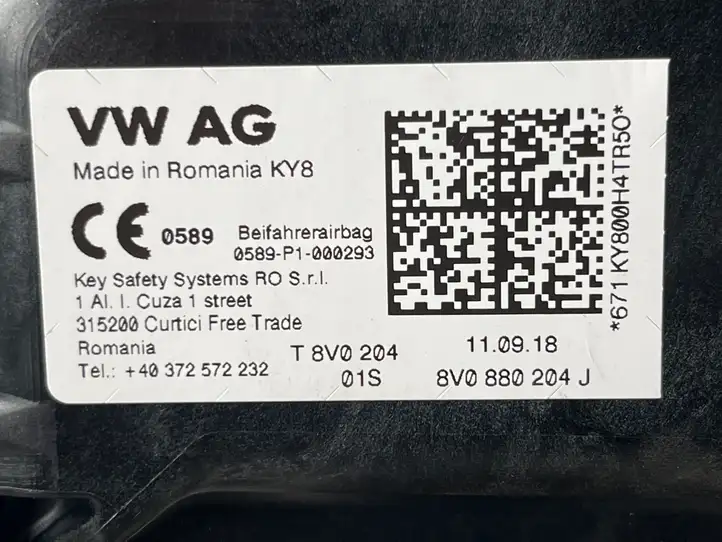 Volkswagen Golf VII (2013 - 2019) 8V0880204J Подушка безопасности пассажира — фото 2