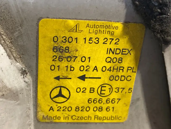 Mercedes-Benz S W220 (1998 - 2006) A2208200861 Передняя фара — фото 2