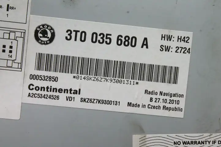 Skoda Superb B6 (3T) (2008 - 2015) 3T0035680A Магнитола / мультимедийная система — фото 7