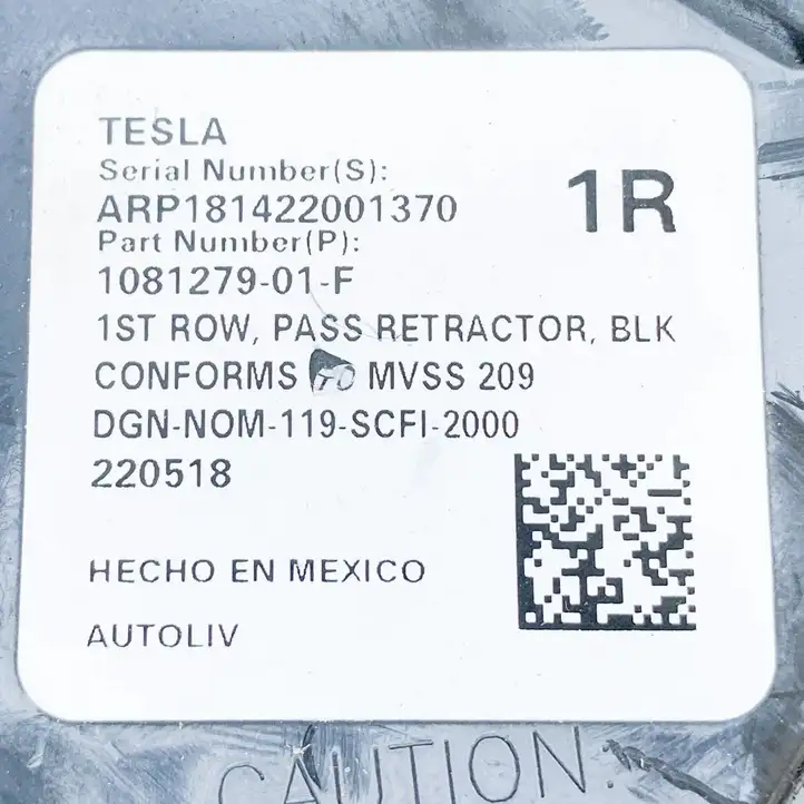 Tesla Model 3 (2017 - 2023) 108127901F Передний ремень безопасности — фото 9