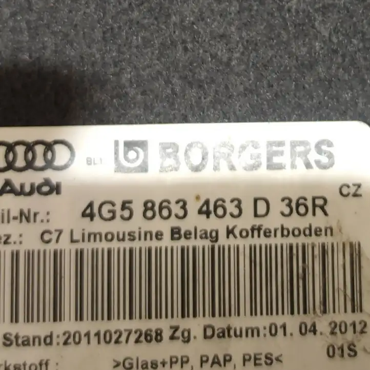 Audi A6 C7 (2011 - 2014) 4G5863463D Коврик багажника — фото 5
