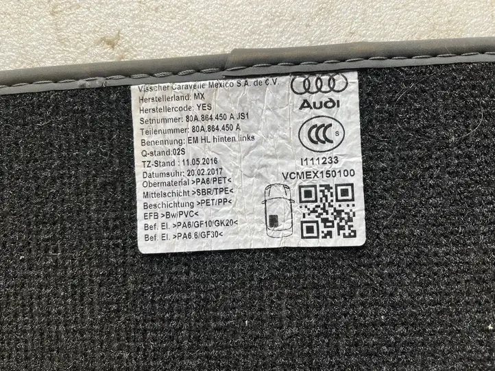 Audi Q5 SQ5 (2017 - ) 80A864450A Комплект автомобильных ковриков — фото 3