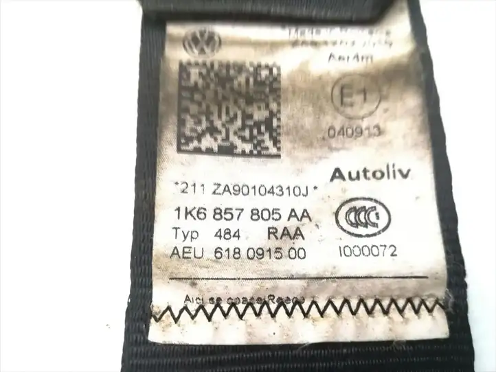 Volkswagen Golf VI (2009 - 2013) 1K6857805 Задний ремень безопасности — фото 5