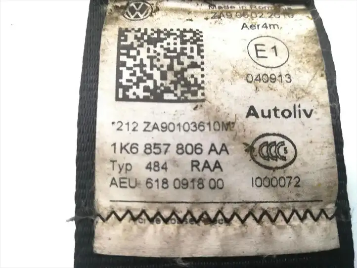 Volkswagen Golf VI (2009 - 2013) 1K6857806 Задний ремень безопасности — фото 5