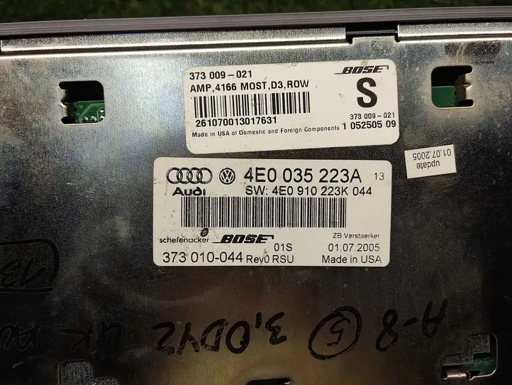 Audi A8 S8 D3 4E (2005 - 2007) 4E0035223A Усилитель звука — фото 2