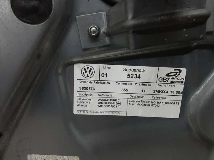 Volkswagen Polo (2005 - 2009)  6Q4839401C Механизм механического подъема окон задней двери