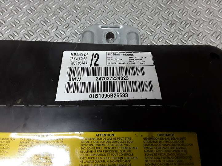 BMW X5 E53 (1999 - 2006)  347037234025 Подушка безопастности передней двери