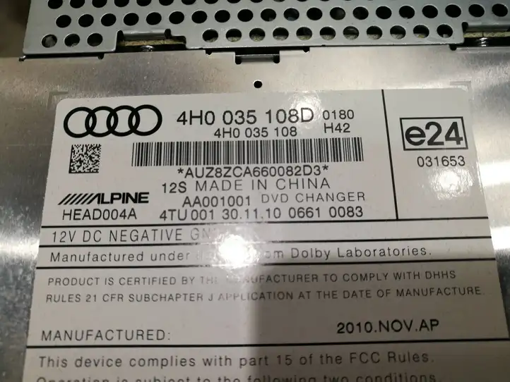 Audi A8 S8 D4 4H (2010 - 2014) 4H0035108D CD/DVD чейнджер — фото 8