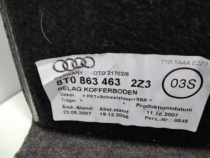 Audi A4 S4 B8 8K (2007 - 2011) 8T0863463 Коврик багажника — фото 3