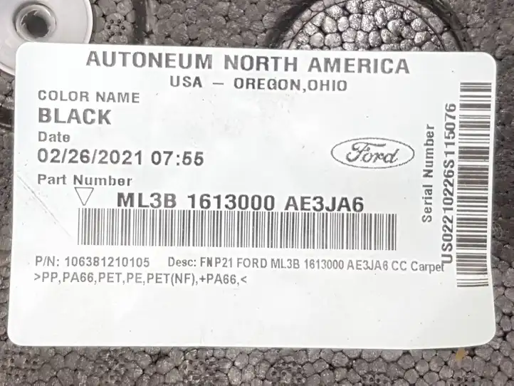 Ford F150 (2020 - ) ML3B1613000 Ковролин салона — фото 3
