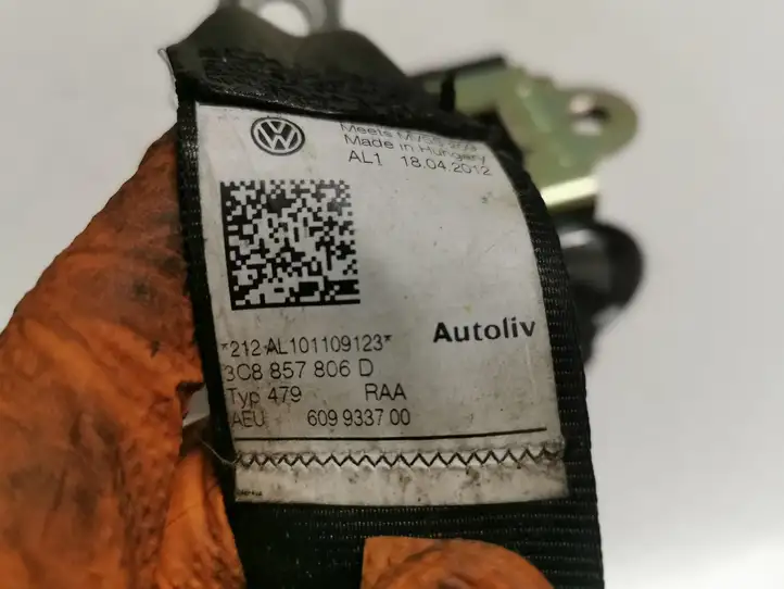 Volkswagen PASSAT CC (2012 - 2017) 3C8857806D Задний ремень безопасности — фото 3