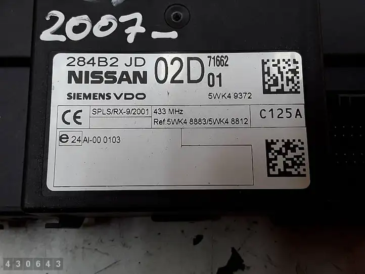 Nissan Qashqai (2006 - 2010) 284B2JD02D Модуль комфорта — фото 2