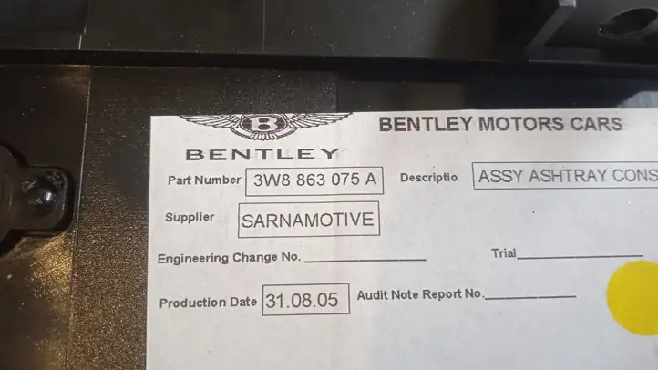 Bentley Continental (2003 - 2017) 3W8863075A Пепельница — фото 4