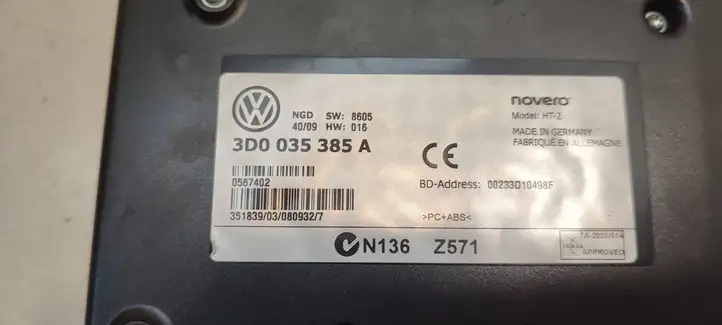Volkswagen Phaeton (2008 - 2016) 3D0035385A Bluetooth модуль — фото 4