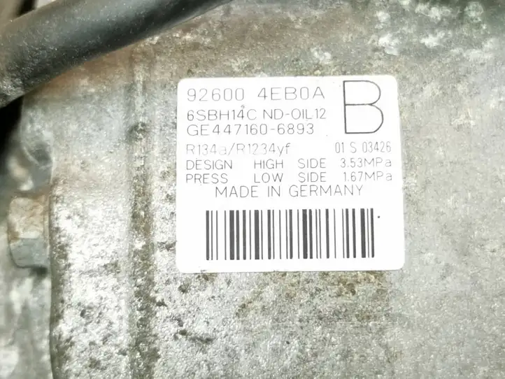 Nissan Qashqai (2013 - 2017) 926004EB0A Компрессор (насос) кондиционера воздуха — фото 5