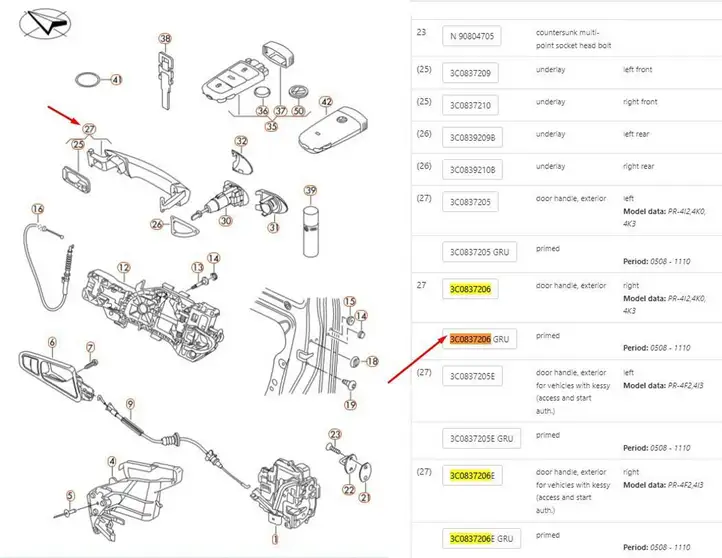 Volkswagen PASSAT B6 (2005 - 2010) 3C0837206 Наружная ручка двери — фото 3