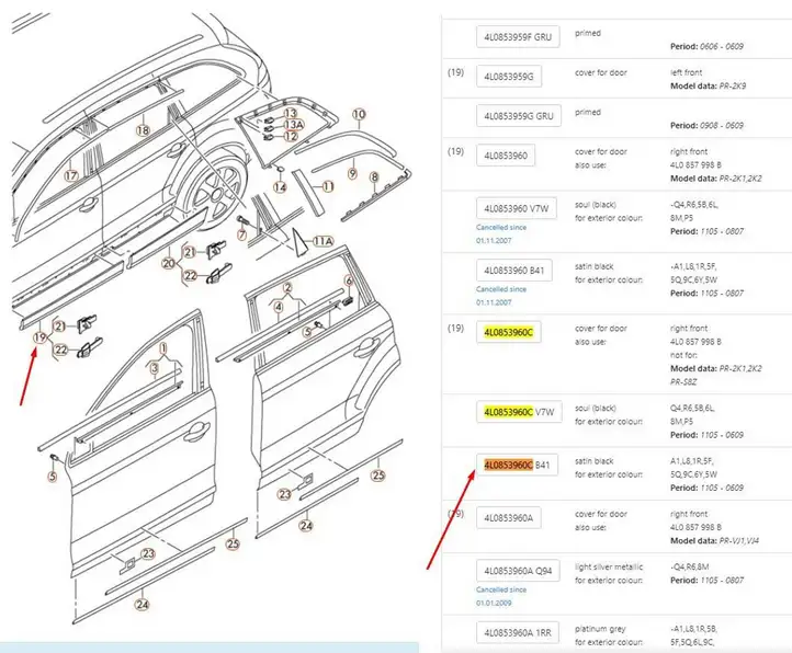 Audi Q7 4L (2005 - 2009) 4L0853960C Молдинг передней двери — фото 5
