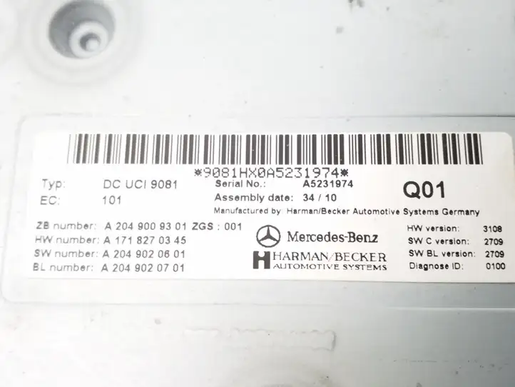 Mercedes-Benz E C207 W207 (2009 - 2017) A2049009301 Контроллер мультимедийной системы — фото 2