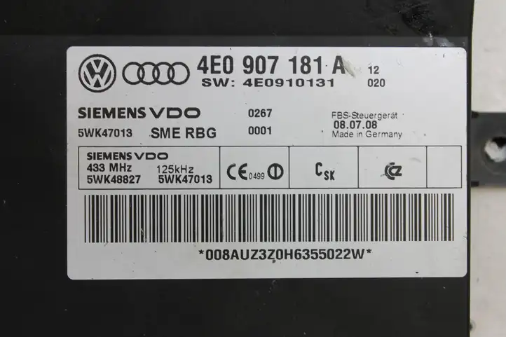 Audi A8 S8 D3 4E (2007 - 2010) 4E0907181A Блок бесключевого доступа — фото 3