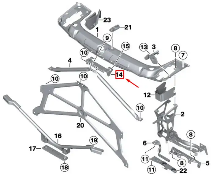 BMW 3 F30 F35 F31 (2012 - 2018) 7385734 Кронштейн панели радиатора — фото 1