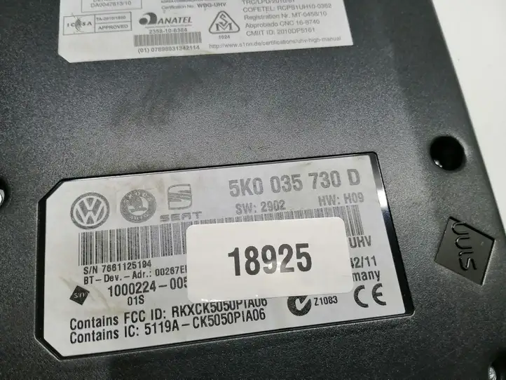Volkswagen PASSAT CC (2008 - 2012) 5K0035730D Bluetooth модуль — фото 3