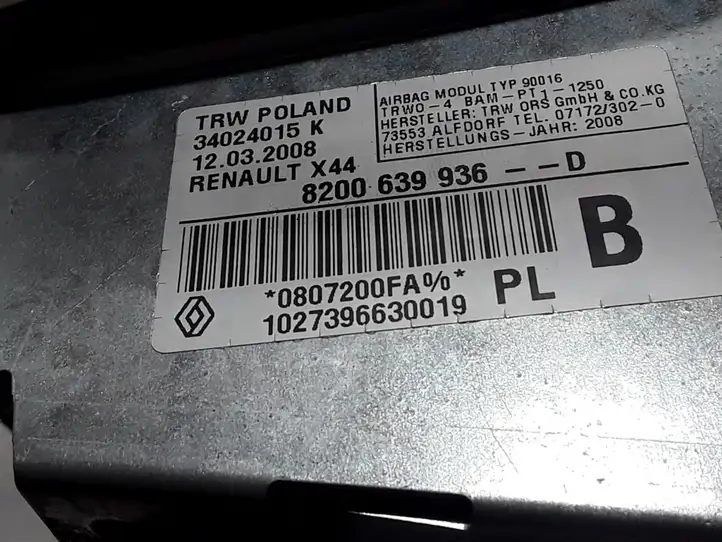 Renault Twingo II (2007 - 2014) 8200639936 Подушка безопасности пассажира — фото 2
