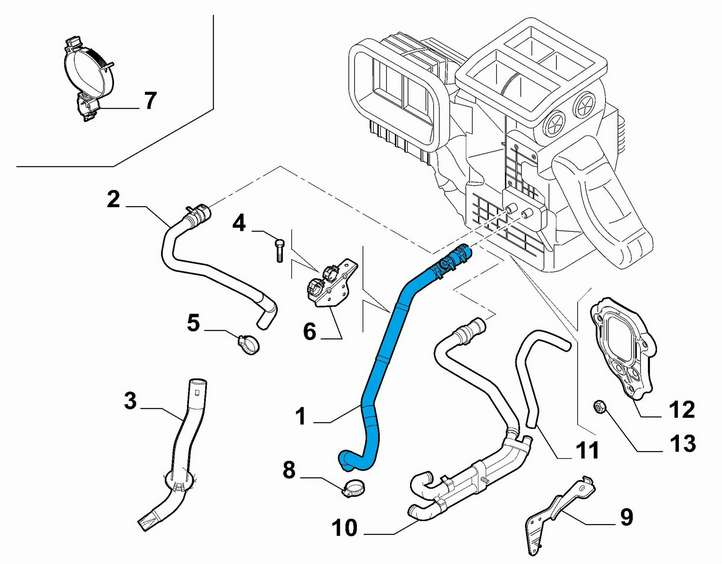 Fiat Ducato (2007 - 2014)  1363625080 Трубка (трубки)/ шланг (шланги) радиатора печки