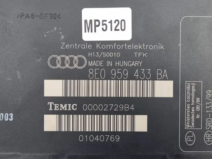 Audi A4 S4 B7 8E 8H (2004 - 2009) 8E0959433BA Модуль комфорта — фото 4