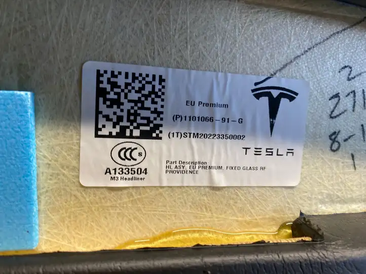 Tesla Model 3 (2017 - 2023) 110106691G Потолочная обшивка — фото 2