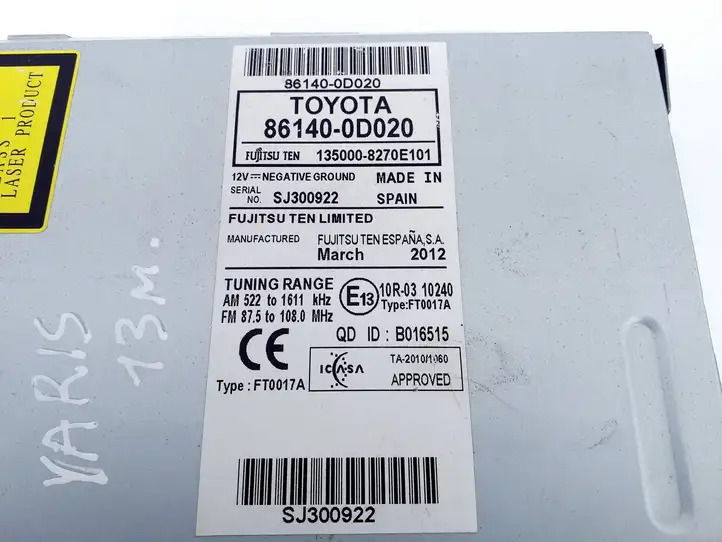 Toyota Yaris (2012 - 2014) 861400D020 Магнитола / мультимедийная система — фото 3