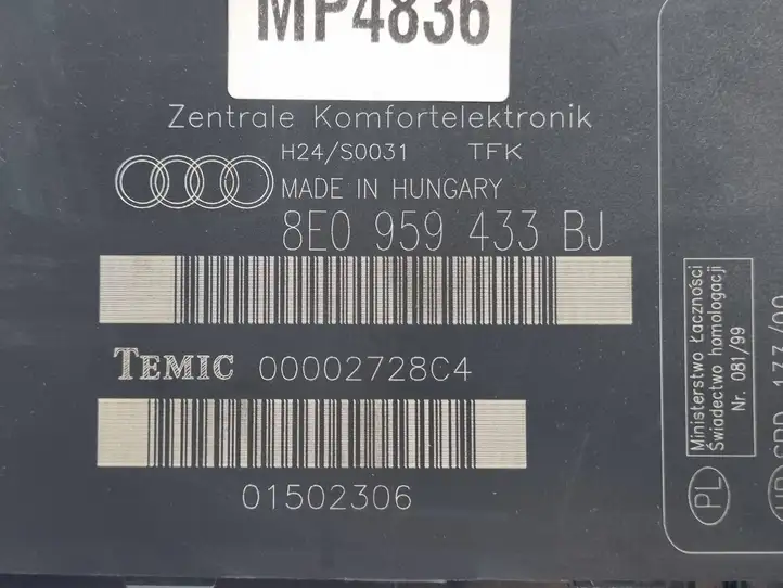 Audi A4 S4 B7 8E 8H (2004 - 2009) 8E0959433BJ Модуль комфорта — фото 4