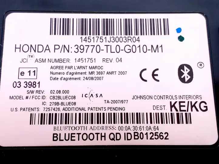 Honda Accord (2008 - 2016) 39770TL0G010M1 Bluetooth модуль — фото 2