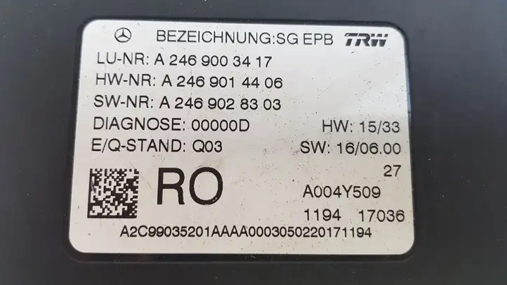Mercedes-Benz A W176 (2012 - 2018) Блок управления стояночным тормозом — фото 3