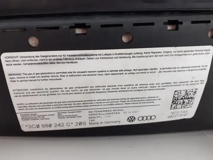 Volkswagen PASSAT B6 (2005 - 2010) 3C0880242C Подушка безопасности сиденья — фото 3