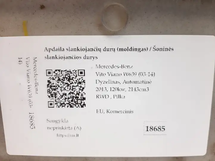 Mercedes-Benz Vito Viano W639 (2010 - 2015) A6396913108 Молдинги раздвижных дверей — фото 3