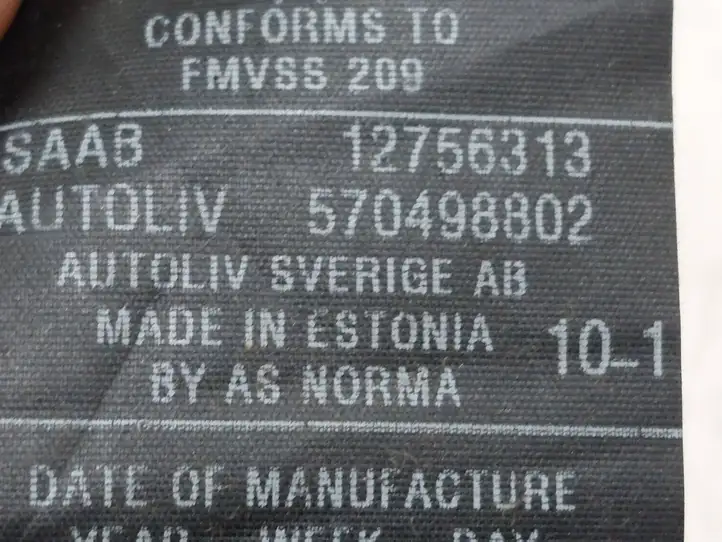 Saab 9-5 (2006 - 2010) 12756313 Задний ремень безопасности — фото 4