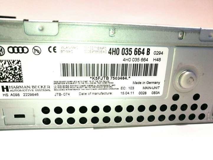 Audi A8 (2010 - 2014)  4H0035664B Считывающее устройство CD/DVD навигации (GPS)