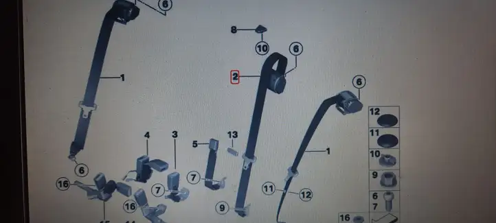 BMW 3 F30 F35 F31 (2012 - 2018) 72117259395 Центральный ремень безопасности — фото 3